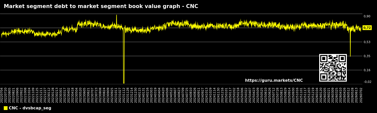 Market segment debt to market segment book value graph - CNC